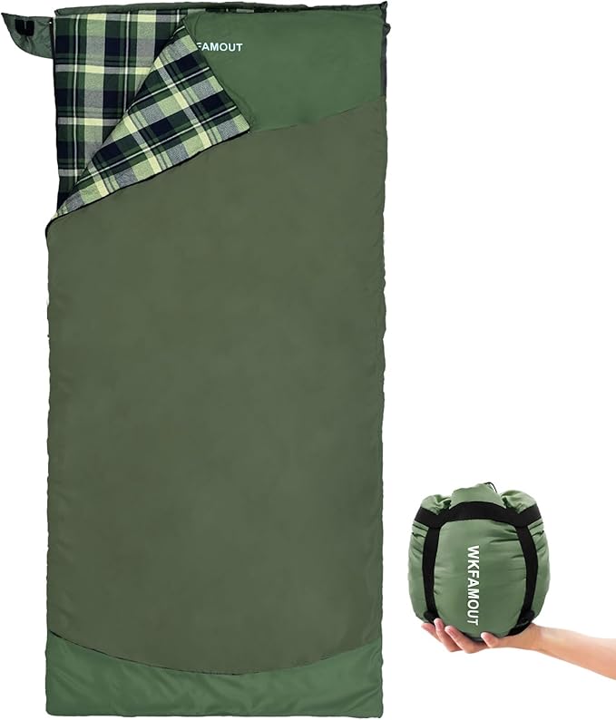 Backpacking Flannel Sleeping Bag Lightweight for Adults Hiking Ultralight Compact Sleeping Bag Portable Warm Weather Summer with Compression Sack