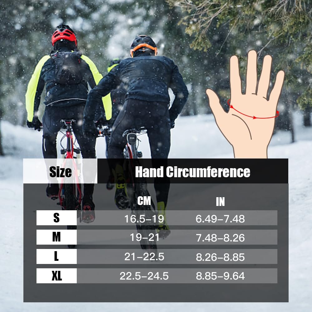 Vilico Winter Gloves for Men Women Cold Weather,Waterproof Winter Bike Gloves for Men Warm with Touchscreen Fingers,for Cycling,Driving,Motorcycle