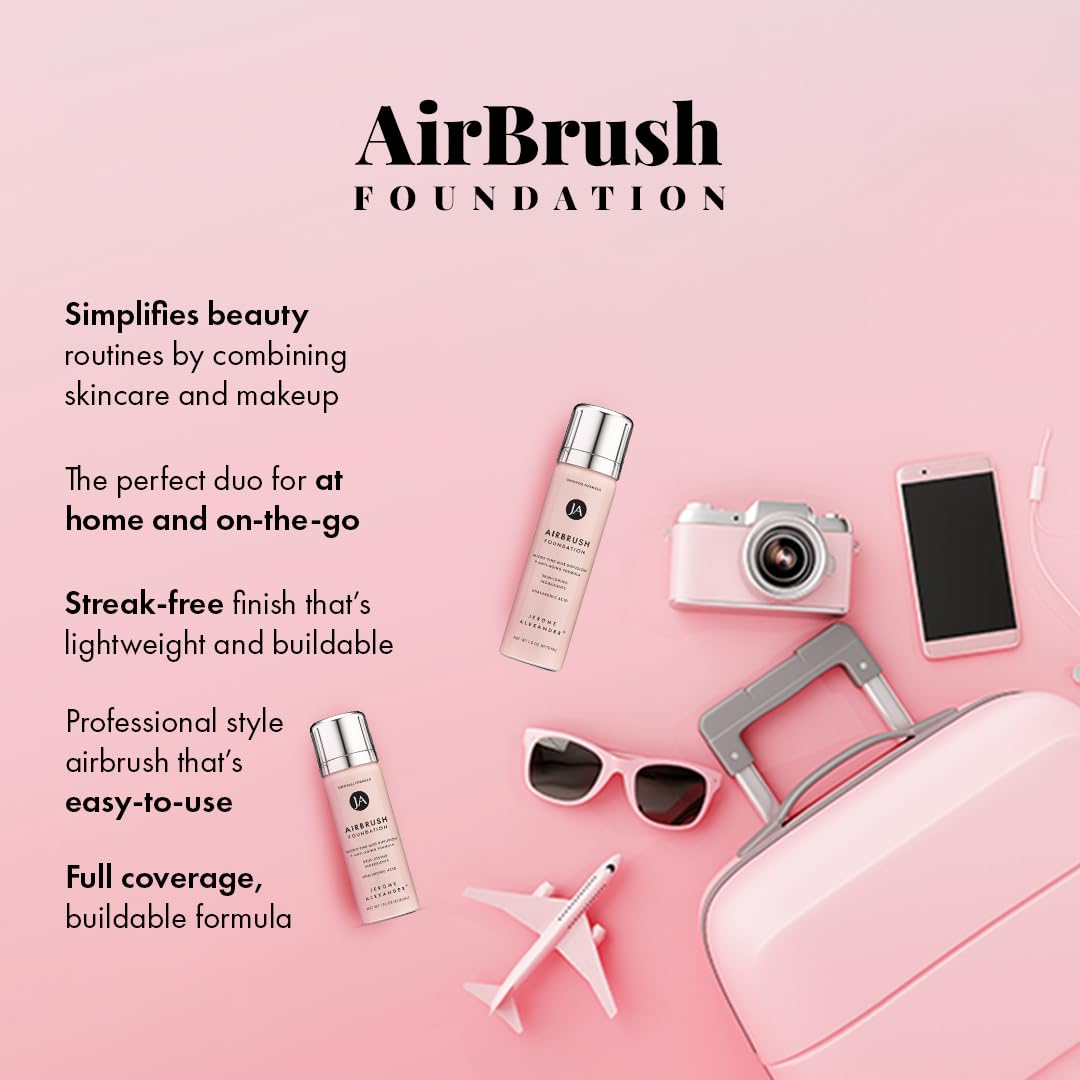 Jerome Alexander MagicMinerals AirBrush Foundation, Spray Makeup with Skincare Active Ingredients, Ultra-Light, Buildable, Full Coverage Formula (Fair)