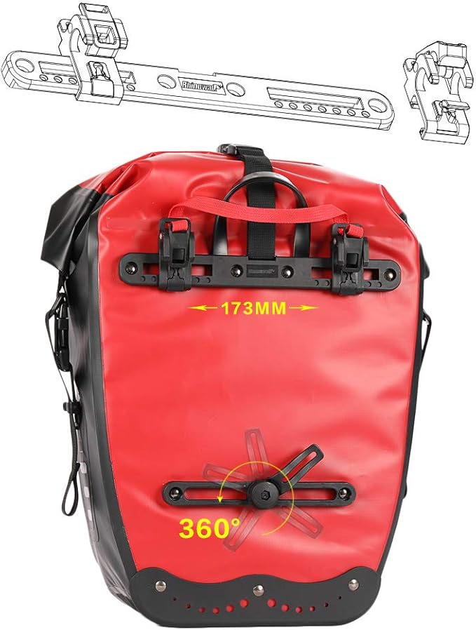Rhinowalk Bike Bag Waterproof Bike Pannier Bag 27L,(for Bicycle Cargo Rack Saddle Bag Shoulder Bag Laptop Pannier Rack Bicycle Bag Professional Cycling Accessories)