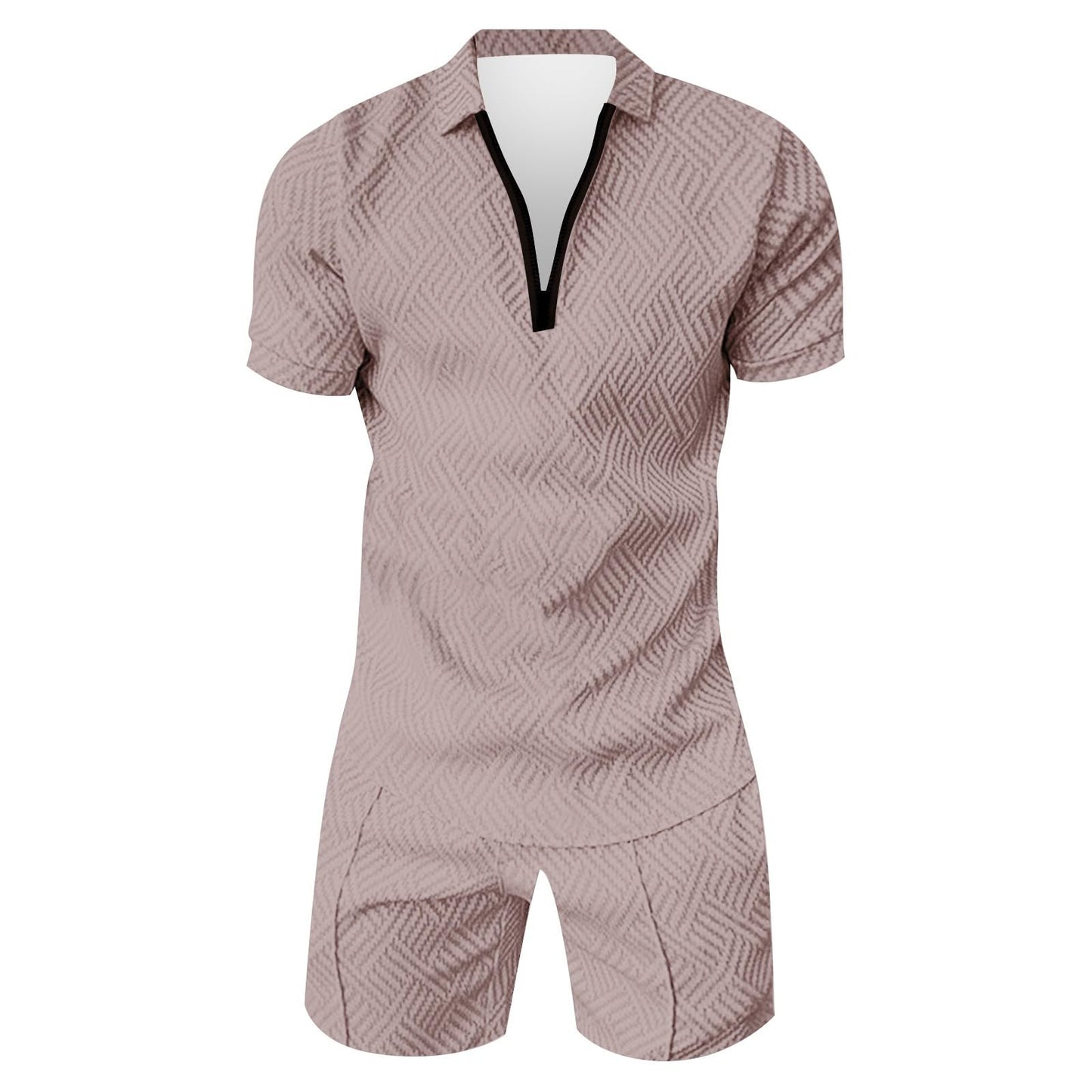 Generic Mens Summer Pjs Sets Casual Matching 2 Piece Outfit Short Sleeve Polo Tee Shirts and Short Lounge Set Fashion Tracksuits, X-Large, #B04-rose Gold