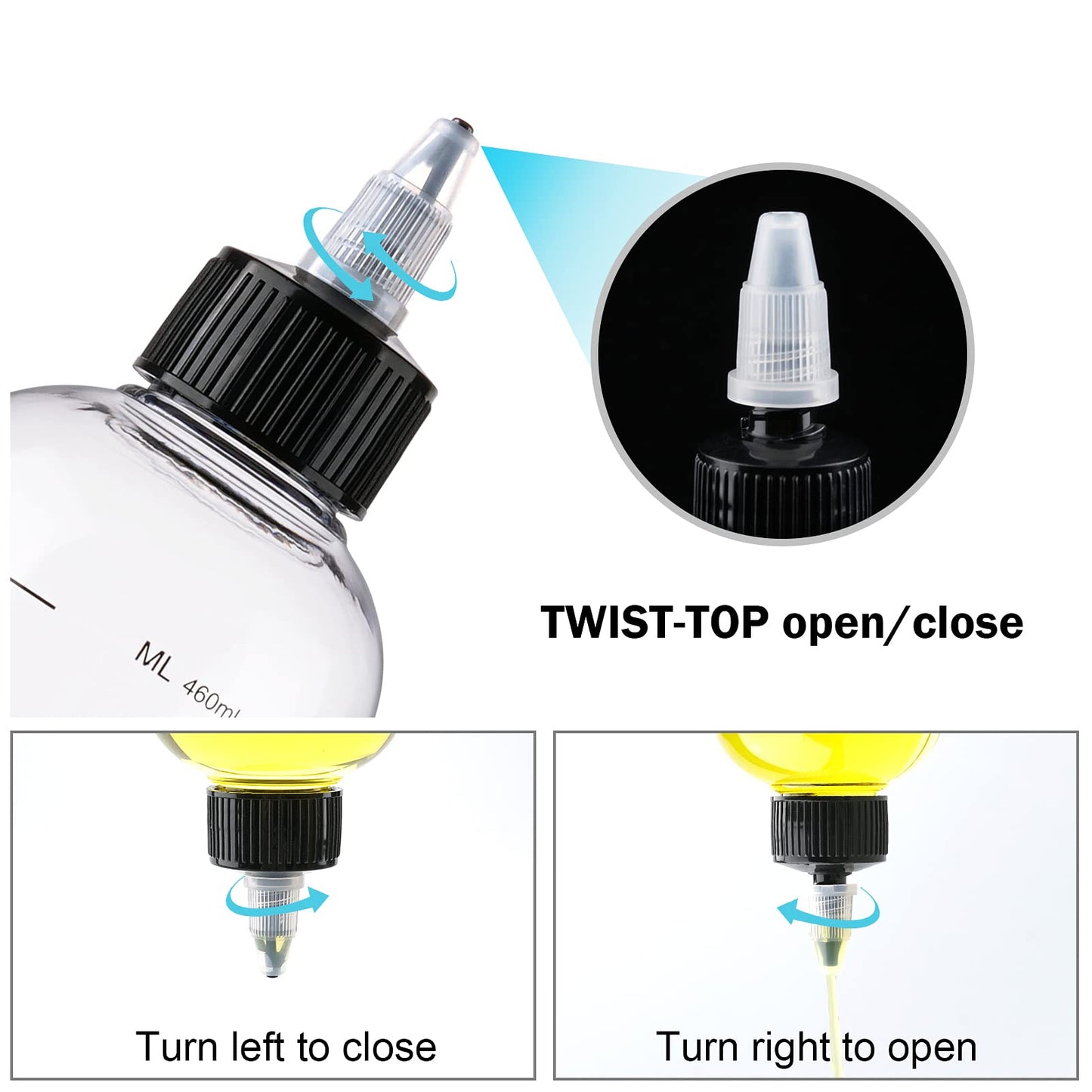 Cosywell Hair Oil Applicator 16.9oz Measured Squeeze Bottles with Graduated Scale Dye Applicator Bottle Twist-On Top Tip Cap Empty Plastic Color Oil Bottle 2 Pack