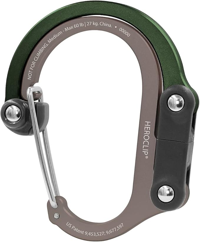 GEAR AID HEROCLIP 360° Swivel Carabiner Gear Clip and Hook (Medium) for Camping, Backpack, Suitcases and Garage Organization