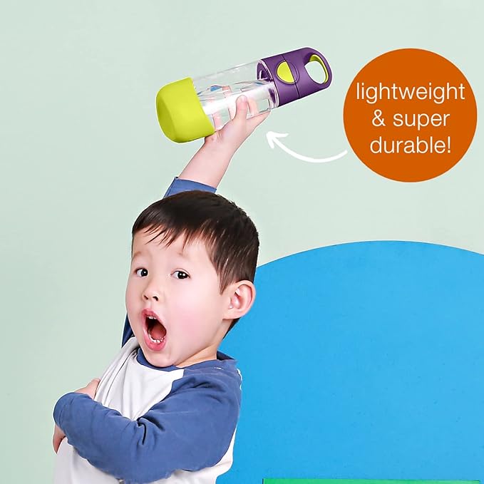 b.box Tritan Drink Bottle for Kids Toddlers, Water Bottle w/Flip Straw and Spill Proof Lid, Cool Modern Child Friendly Design, Best for After Sippy Cup, BPA Free Plastic, 15oz, Ocean Breeze