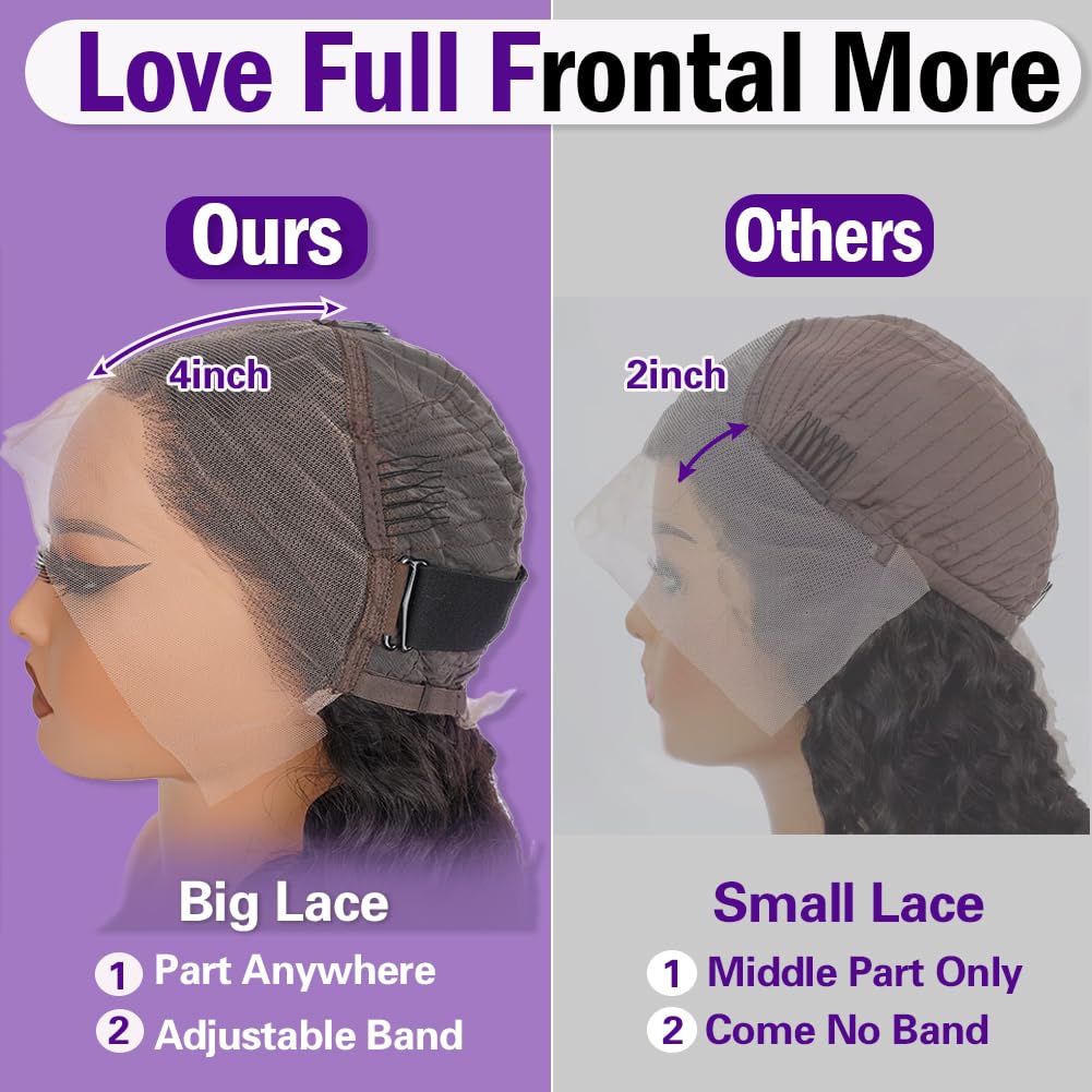 LRV 28 Inch Deep Wave Lace Front Human Hair 13x4 HD Deep Wave Wig For Women Brazilian Frontal Human Hair Waterwave Wet and Wavy Lace Front Wig Pre Plucked 180 Density