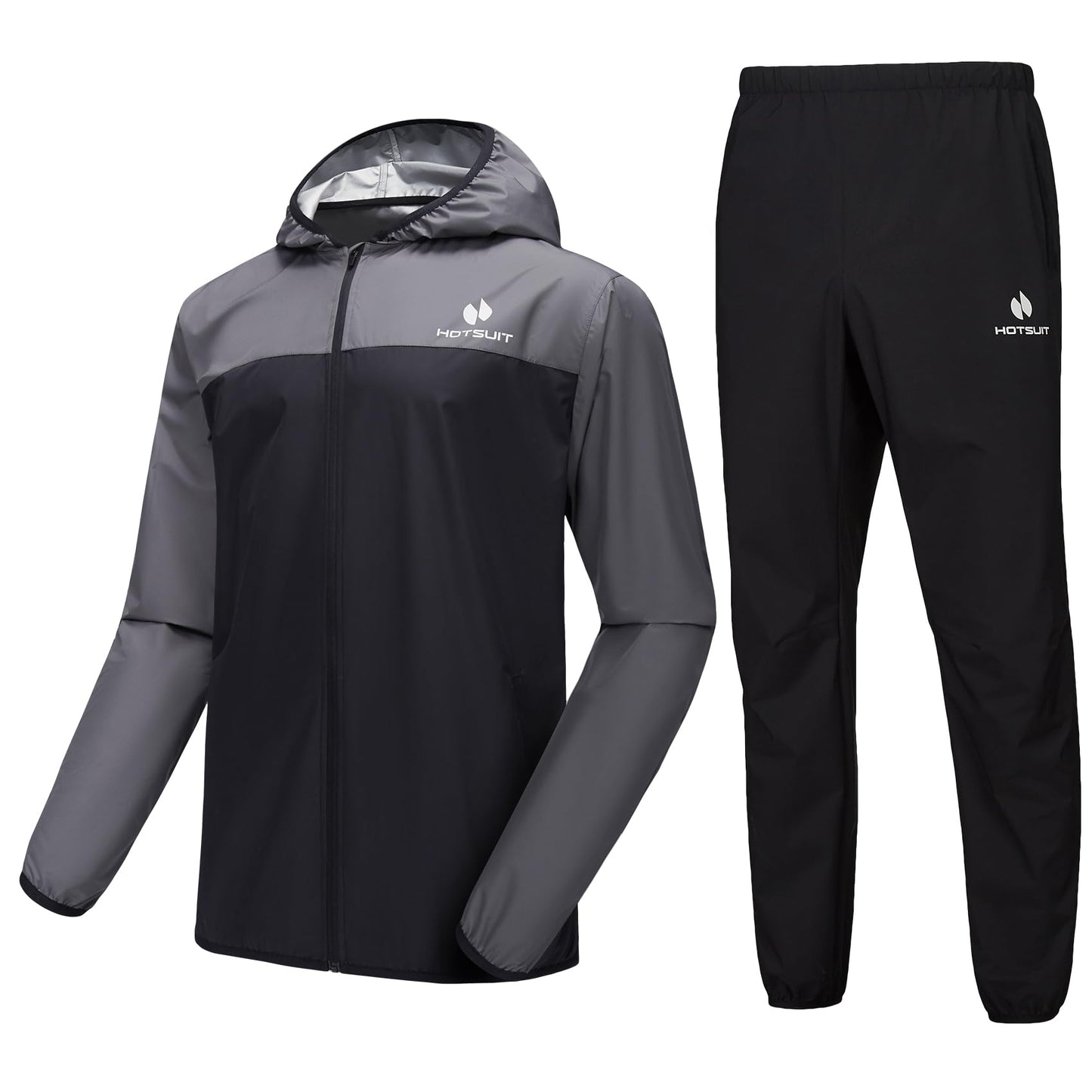 HOTSUIT Sauna Suit for Men Sweat Suits Gym Workout Exercise Sauna Jacket Pant Full Body, Gray, S
