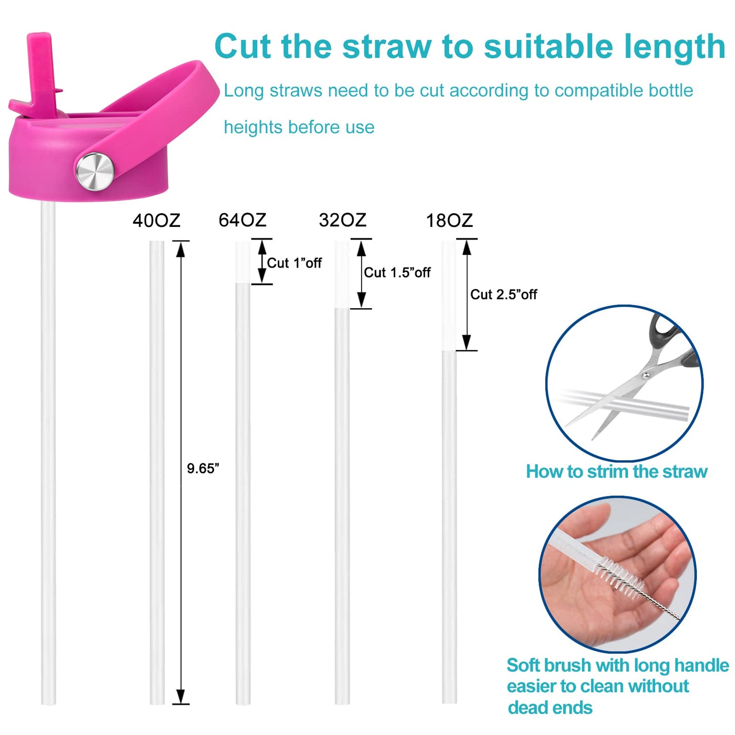 Straw Lid for Hydro Flask Wide Mouth, Lids with Straw for Hydroflask 12 16 18 20 32 40 oz Wide Mouth, Replacement Straw Cap for Hydroflask, Top Sport Bottle Lids Accessories,Carnation