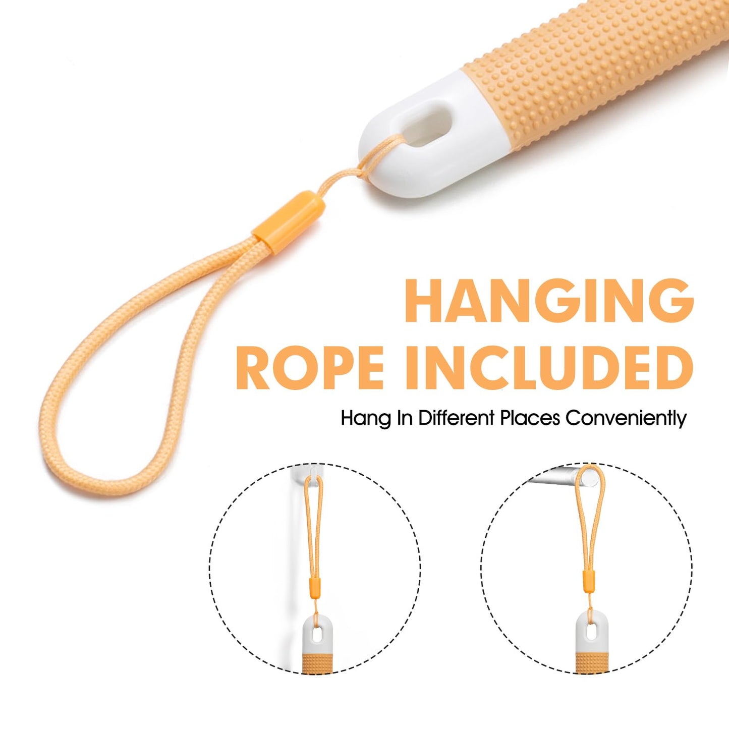 Backski Body Scrubber Anti Slip for Shower,Shower Brush Long Handle with Stiff and Soft Bristles,Body Wash Exfoliating Back Scrubber for Bath or Dry Brushing Body Brush(Orange)