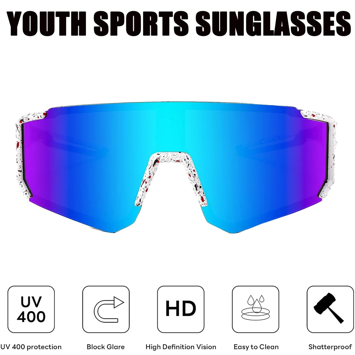 Youth Baseball Sunglasses For Boys Girls,UV400 Viper Sunglasses Youth,Cycling glasse Running Golf