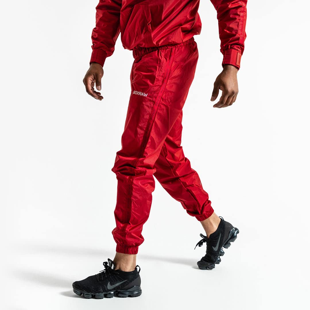 BOXRAW Hagler Professional Sauna Suit 1.0 Top & Bottoms Non Rip Sweat Suit Boxing MMA Training Gym (Red - XL)