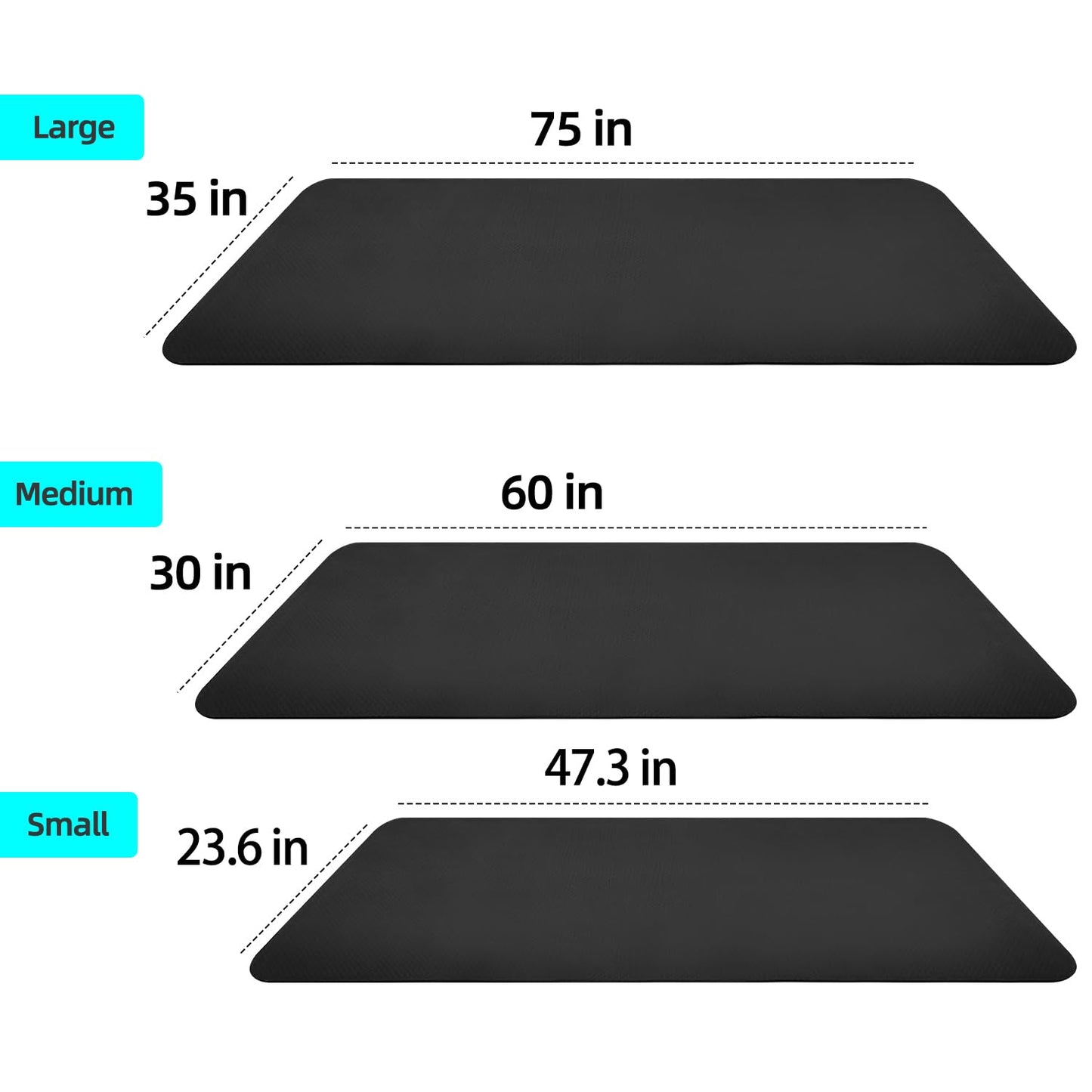 Protective Treadmill & Stationary Bike Mat - Waterproof, Suitable for Hardwood & Carpet, Ideal for Exercise & Jump Rope Use (Large - 75" X 32")