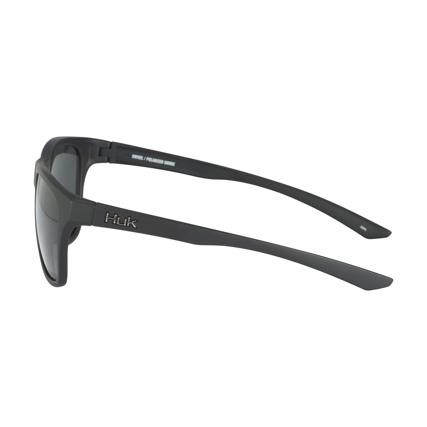 HUK, Polarized Lens Eyewear with Performance Frames, Fishing, Sports & Outdoors Sunglasses Panto, (Swivel) Gray/Matte Black, Medium