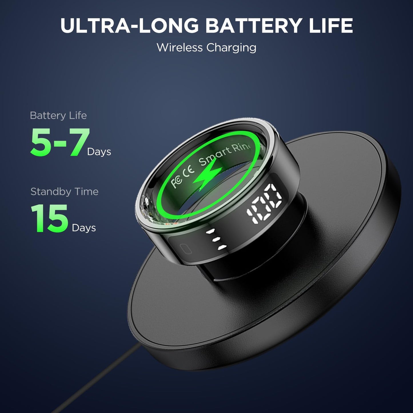 Smart Ring for Women with Display Screen, Sleep Ring for Men with Heart Rate, Fitness Tracker/Step tracker for Activity Monitoring/Steps/Calories,Wireless Charging, for iOS Android (RoseGold,9#)