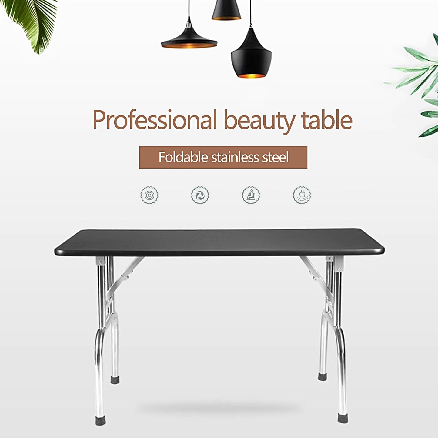 Foldable Dog Washing Station for Home Grooming Table, Stainless Steel Frame, Rubber Tabletop, Load Capacity 200lb for Small and Large Dogs Cats and Other Pets(75 * 47 * 80cm)