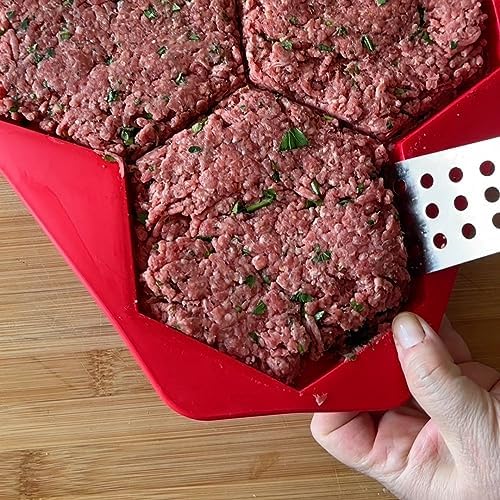 Burger Master MAX 4-in-1 Burger Press by Shape+Store. Makes Makes Four 1/3 to 1/2 Pound Burgers, Easy-To-Clean & Dishwasher Safe