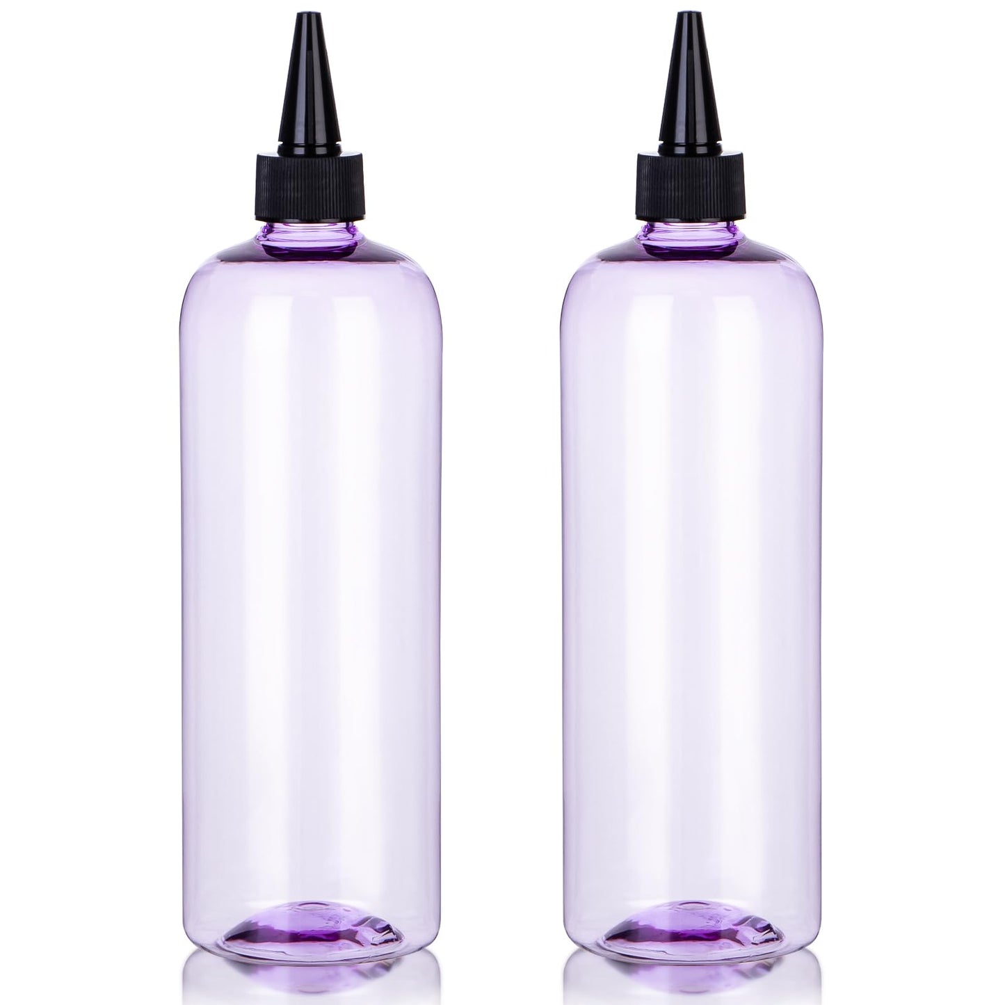 sdoot Applicator Bottle for Hair, 16.9 ounce Hair Color Applicator Bottle 2 Pack Squeeze Bottle Transparent Oil Bottles for Hair, PET Plastic Refillable Bottles with Twist Top Cap,Clear Purple