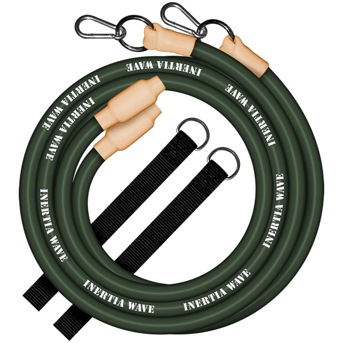 Inertia Wave Dynamic Rubber Battle Ropes Alternative for Home and Gym | Maximize Calorie Burn | Revolutionary Fitness Equipment for Abs and Full Body Workout | Military Green
