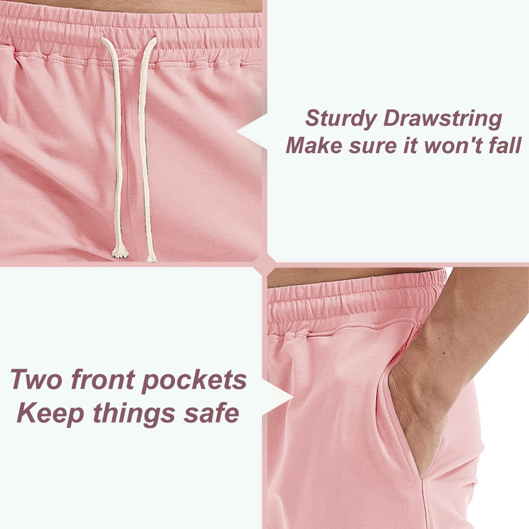 AIMPACT Mens Workout Sweat Shorts 5 Inch Cotton Casual Fitness Mens Athletic Gym Shorts with Pockets Pink