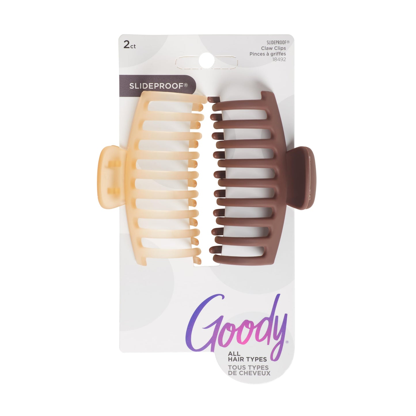 Goody SlideProof Square Claw Clips - 2 Ct, Black & Tortoise Shell, Secure Grip Hair Styling Accessories for Women & Men, All Hair Types