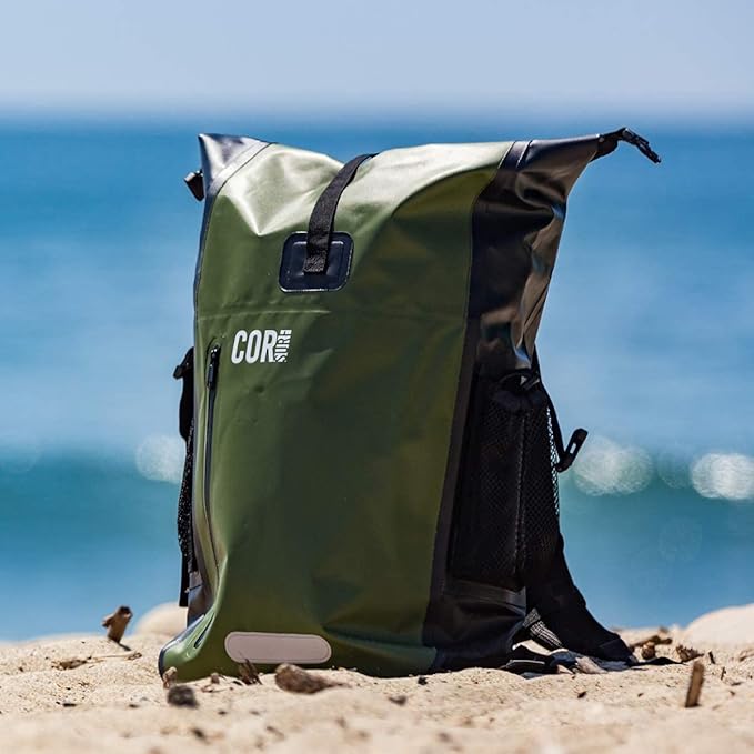 Waterproof Backpack with Laptop Sleeve | Heavy Duty Hiking, Kayak Dry Bag Backpack | Roll-Top Closure (40L Green)