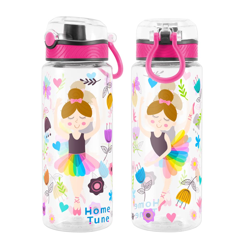Cute Water Bottle for School Kids Girls, BPA FREE Tritan & Leak Proof & Easy Clean & Carry Handle, 23oz/ 680ml (Dancing)