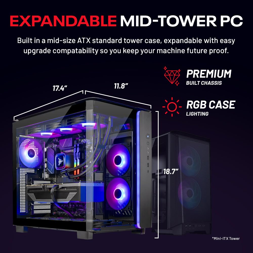 Skytech King 95 Gaming PC Desktop, Ryzen 7 9800X3D 4.7 GHz (5.2 GHz Turbo), NVIDIA RTX 5070 Ti 16GB, 2TB Gen4 NVMe SSD, 32GB DDR5 RAM 6000 RGB, 850W Gold PSU, 360mm ARGB AIO, Wi-Fi, Win 11