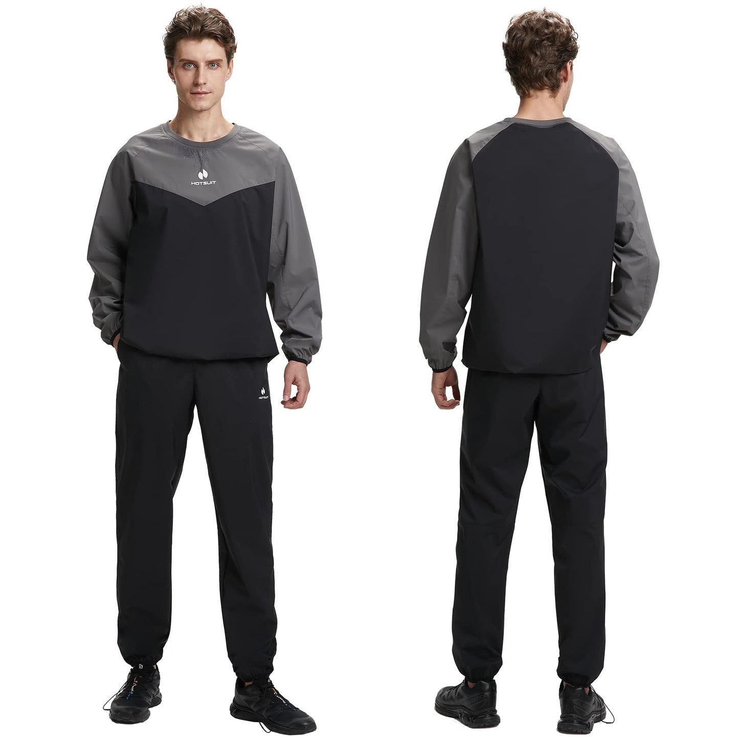 HOTSUIT Sauna Suit for Men Sweat Suits Sauna Jacket Gym Workout Lightweight Anti Torn Full Body, Gray, M