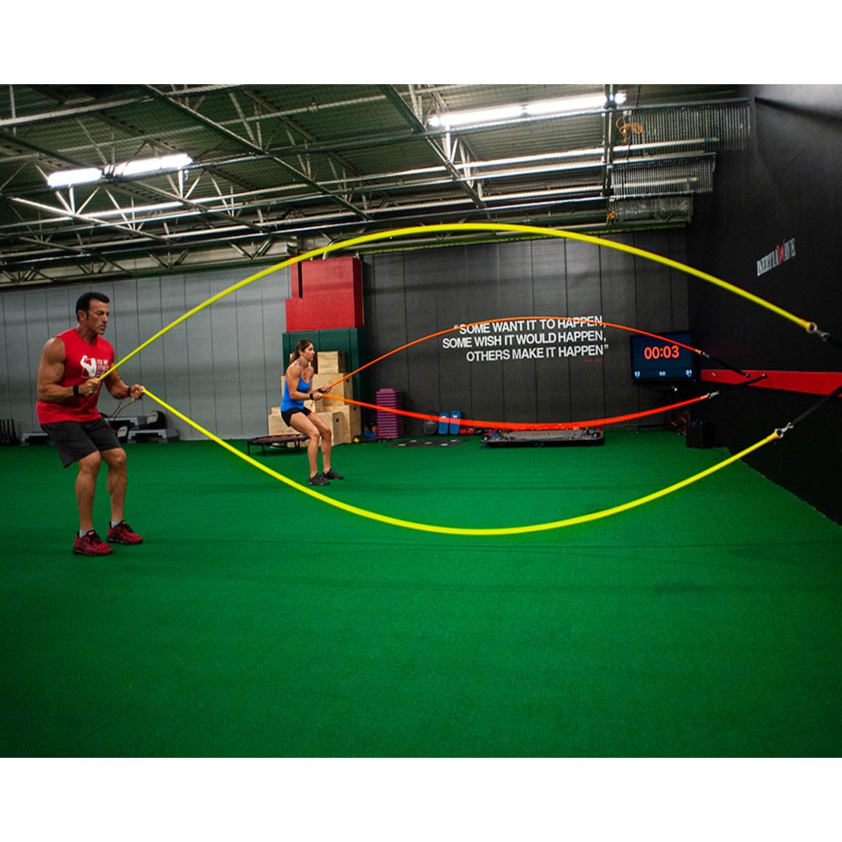 Inertia Wave Dynamic Rubber Battle Ropes Alternative for Home and Gym | Maximize Calorie Burn | Revolutionary Fitness Equipment for Abs and Full Body Workout | Neon Red
