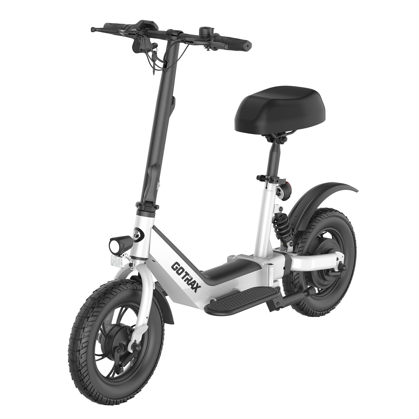 Gotrax A3 Electric Scooter with Seat for Adults, 350W Motor, 15.5MPH Top Speed, Max 9.5 Miles Range, 12" Pneumatic Tire and Height Adujustable Seat, Lightweight and Foldable for Commuting (White)