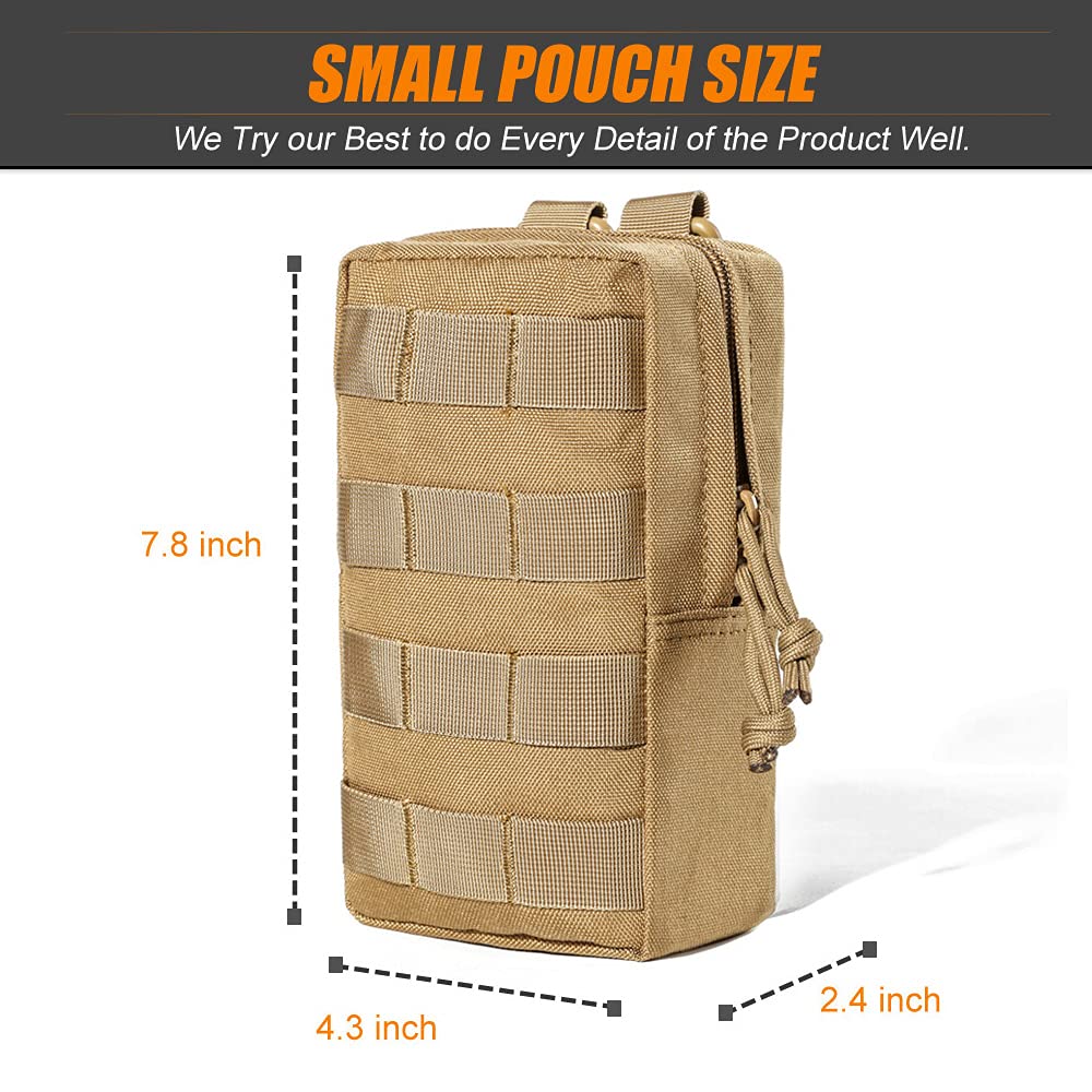 R.SASR Sports Water Bottles Pouch Bag, Tactical Drawstring Molle Water Bottle Holder Tactical Pouches, Travel Mesh Water Bottle Bag Tactical Hydration Carrier (Tan-3Pouch)