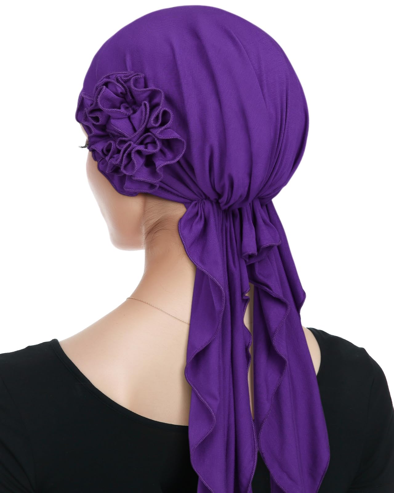 Alnorm Turban Hat Chemo Cancer Headwraps Headwear for Women Purple