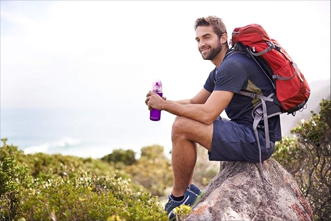 Linowos Drinking and Misting Sports Water Bottle, Non-Toxic BPA Free, Fast Water Flow Opens with 1-Click, Portable Leak-Proof Spray Cup for Cycling Fitness Camping Hiking Outdoor