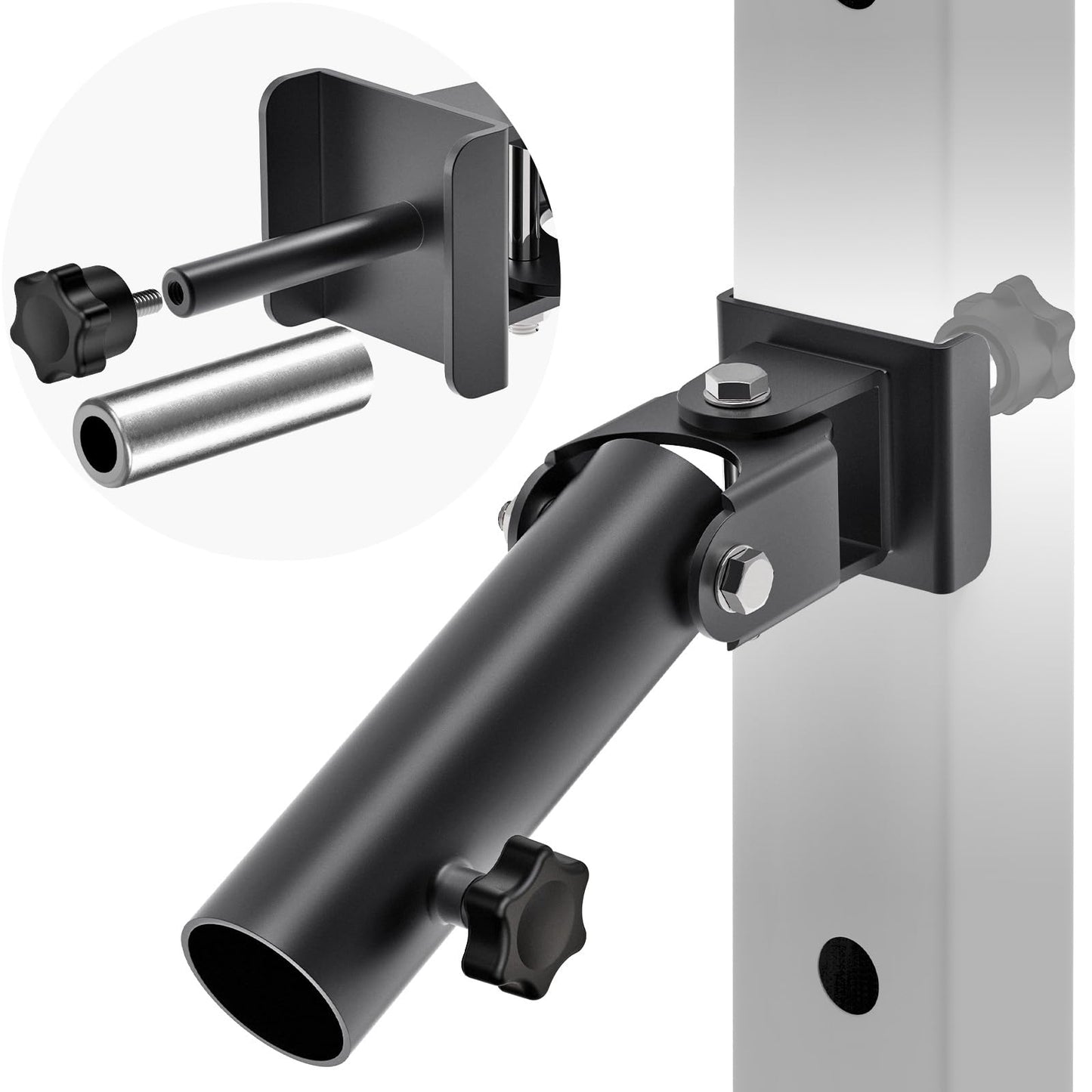 SELEWARE Power Rack Landmine Attachment for 2" Olympic Bars T Bar Row Landmine Attachment for 3" x 3" Power Cage with 5/8" or 1" Hole, 600 lbs Capacity