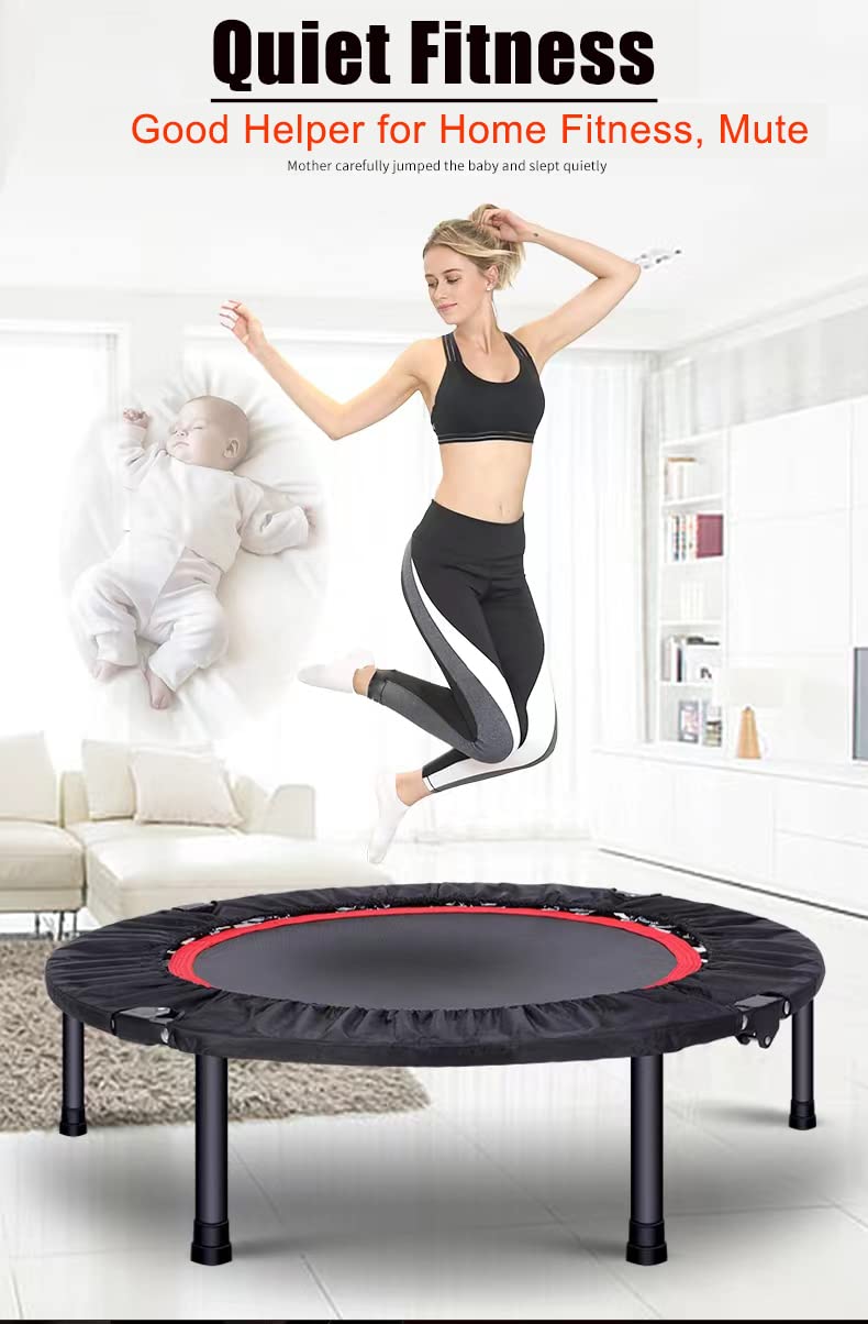 Trampoline, Portable Foldable Trampoline in-Home Mini Rebounder, Exercise Trampoline for Adults, 40" Max Load 330lbs (Red)