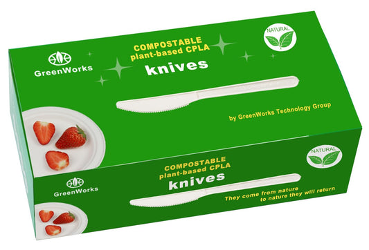 GreenWorks Heavy-duty Compostable Forks, BPI Certified 100 Count Large Disposable Cutlery Utensils Silverware Flatware Fork