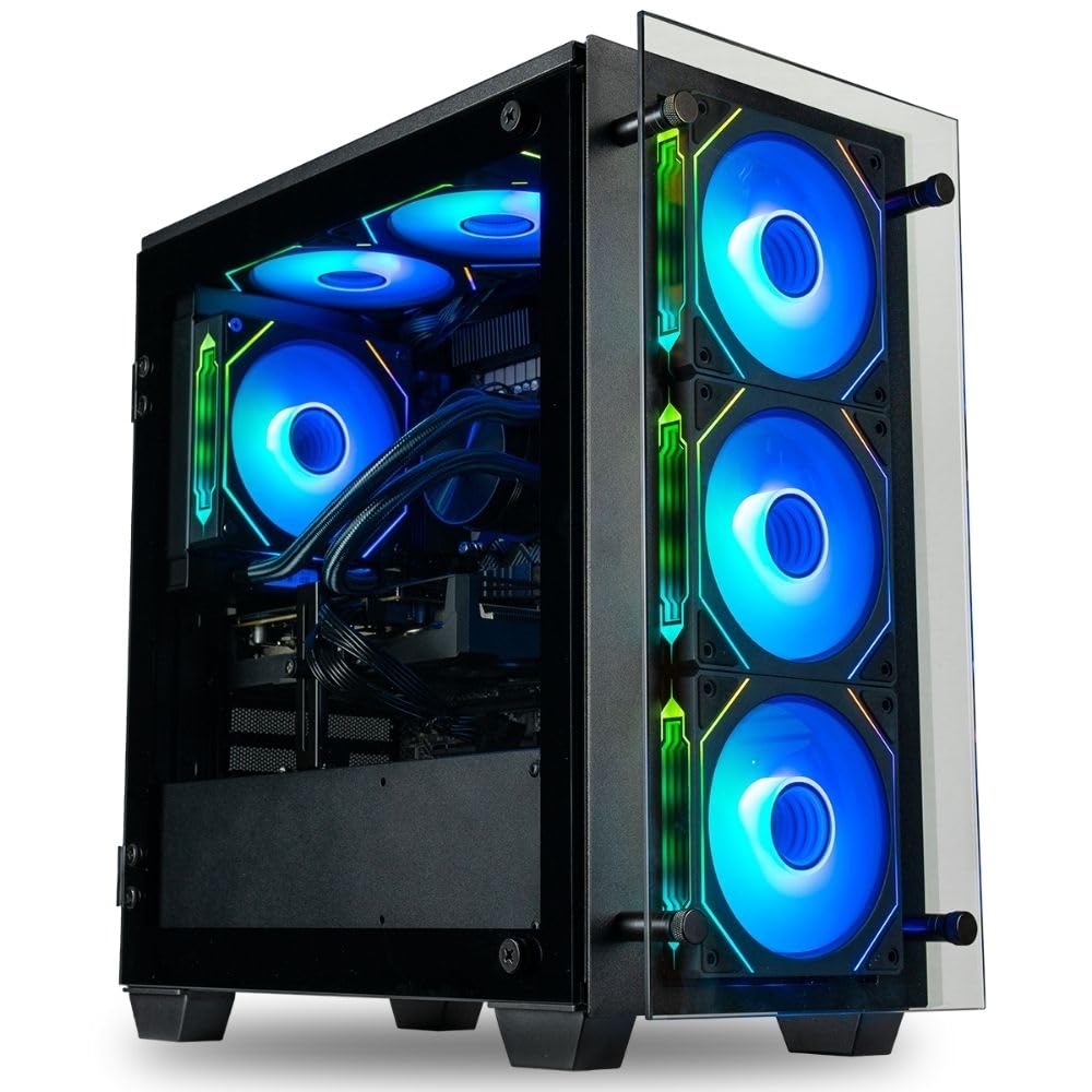 Stratos Micro Gaming Desktop - NVD GeForce RTX 5070 TI 16GB, Intel Ultra 7 265KF, 32GB DDR5 RAM, 2TB NVMe SSD, WiFi, Windows 11 Pro - Gamer Computer PC