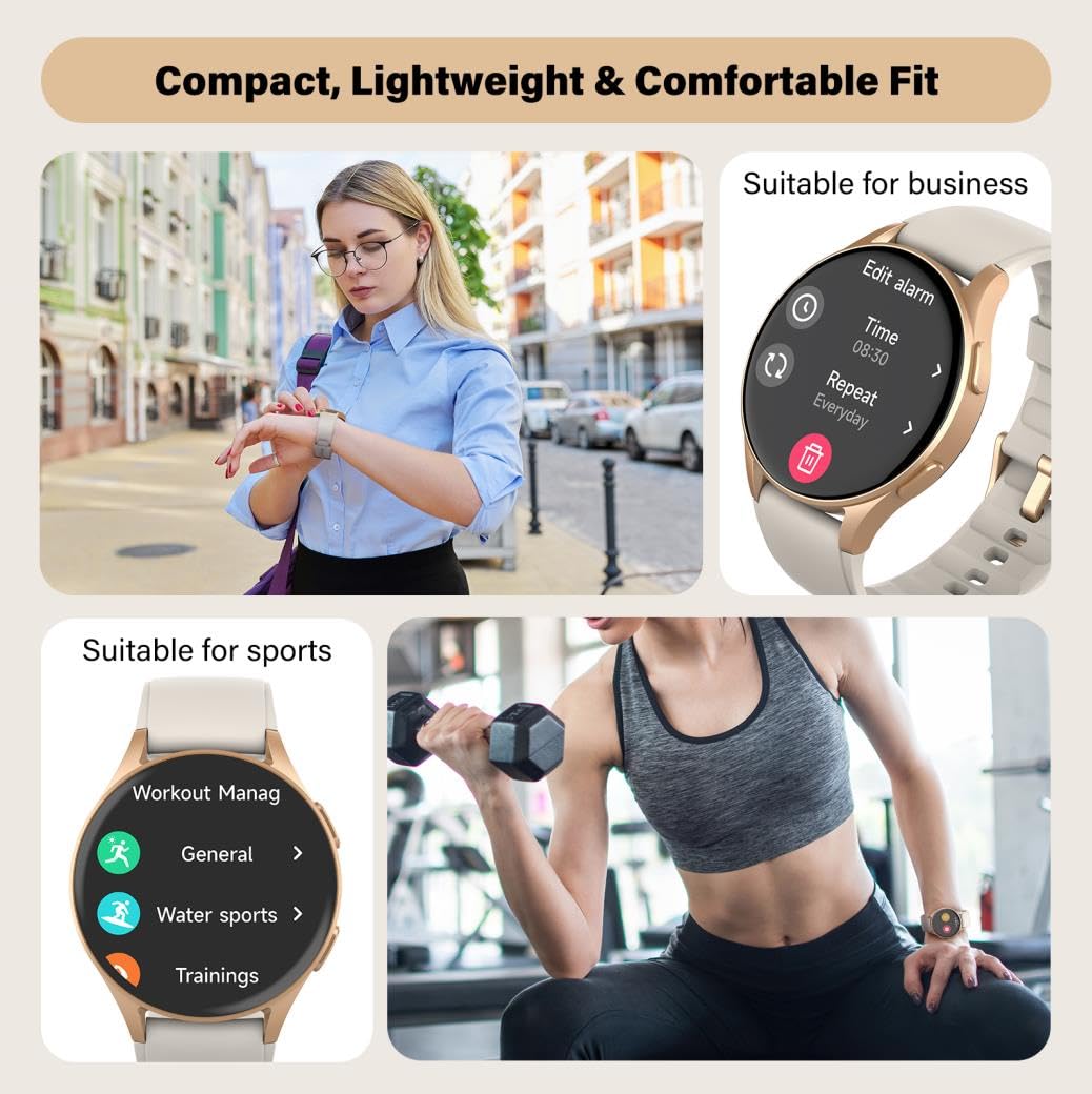 QIPOPC Smart Watch for Women, Built-in Alexa, GPS, HRV, VO2 Max, Blood Oxygen, Sleep & Stress Monitor, Compass, Altimeter, 1.32" AMOLED, Fitness & Women’s Health, iOS Compatible