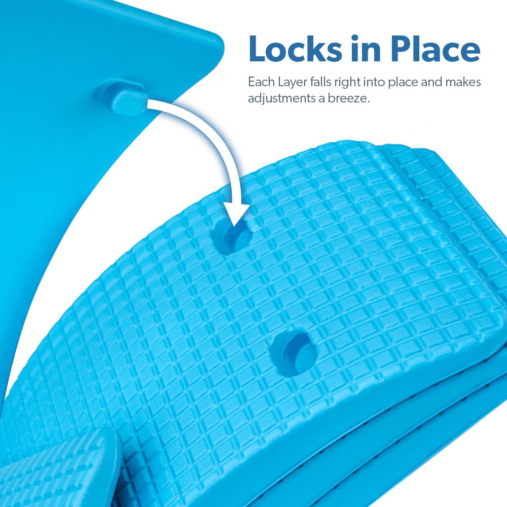 Backbridge (Blue), Adjustable Lower & Upper Back Stretcher For Lumbar Support Spine Alignment & Back Pain Relief By Renowned Kinesiologist Dr. Sinett