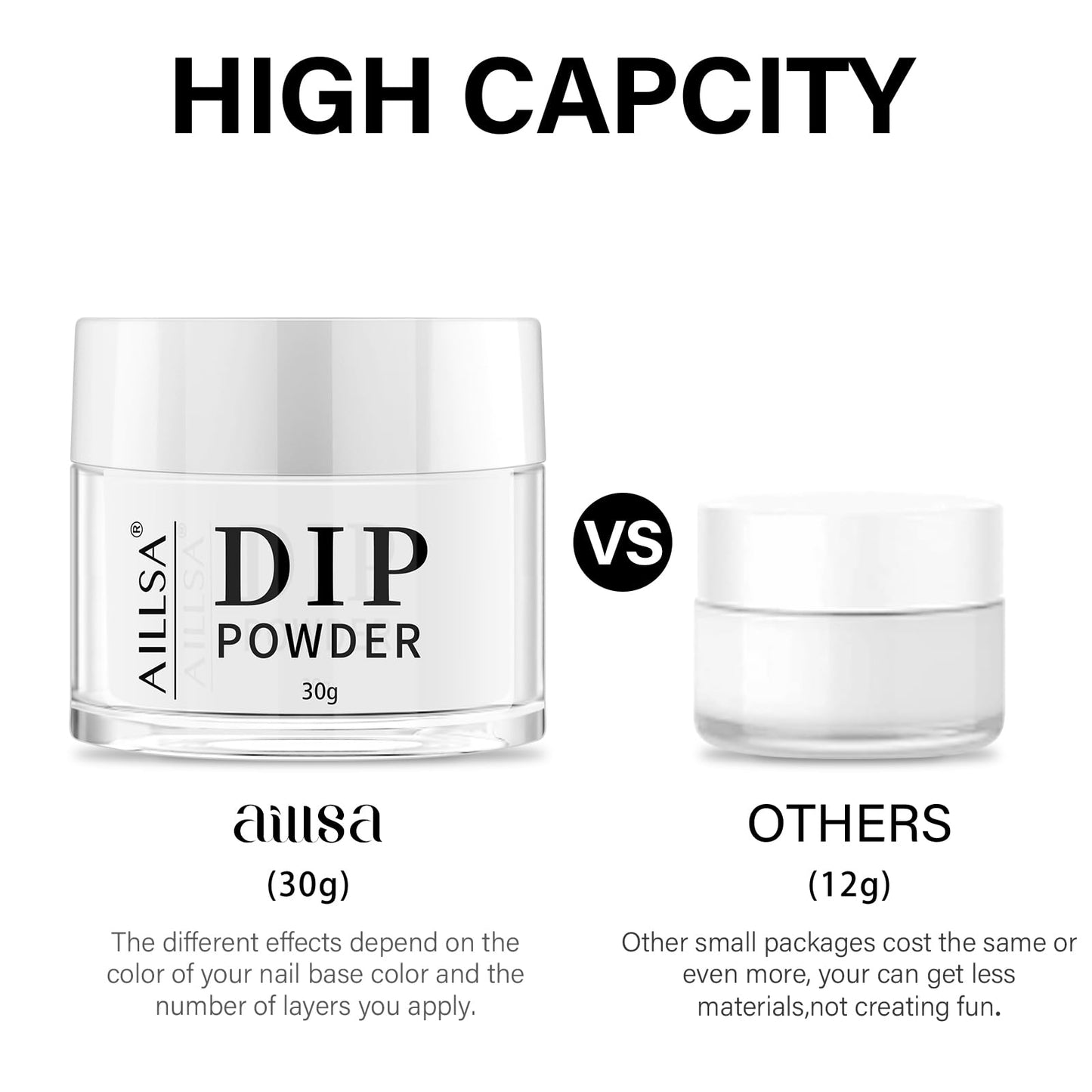AILLSA Clear Dip Powder - Transparent Crystal French Nail Colors, Build Powder, No Lamp Needed, Easy DIY Home Nail Salon Manicure