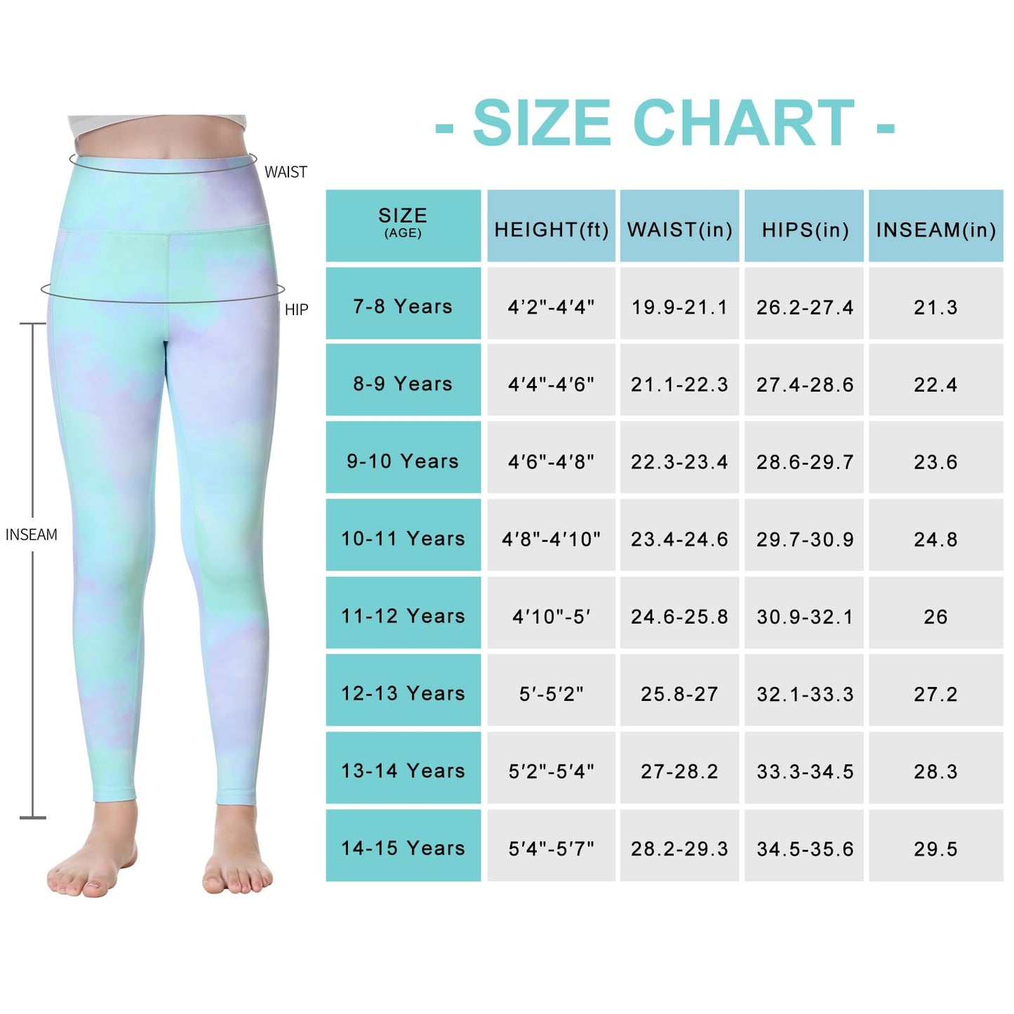 ANIVIVO Girls' Fleece Lined Leggings - Kids Winter Warm Yoga Pants Youth High Waisted Athletic Legging with Pockets(LightGreen 8-9)
