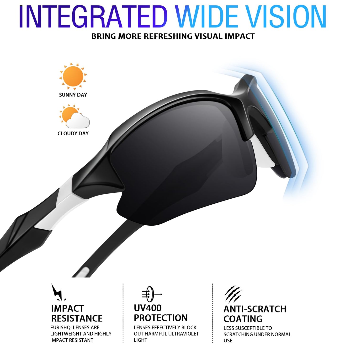 DioKiw 2PACK Sports Polarized Sunglasses for Men Cycling Running Fishing UV400 Protection Sun Glasses Lightweight Half Frame Goggles