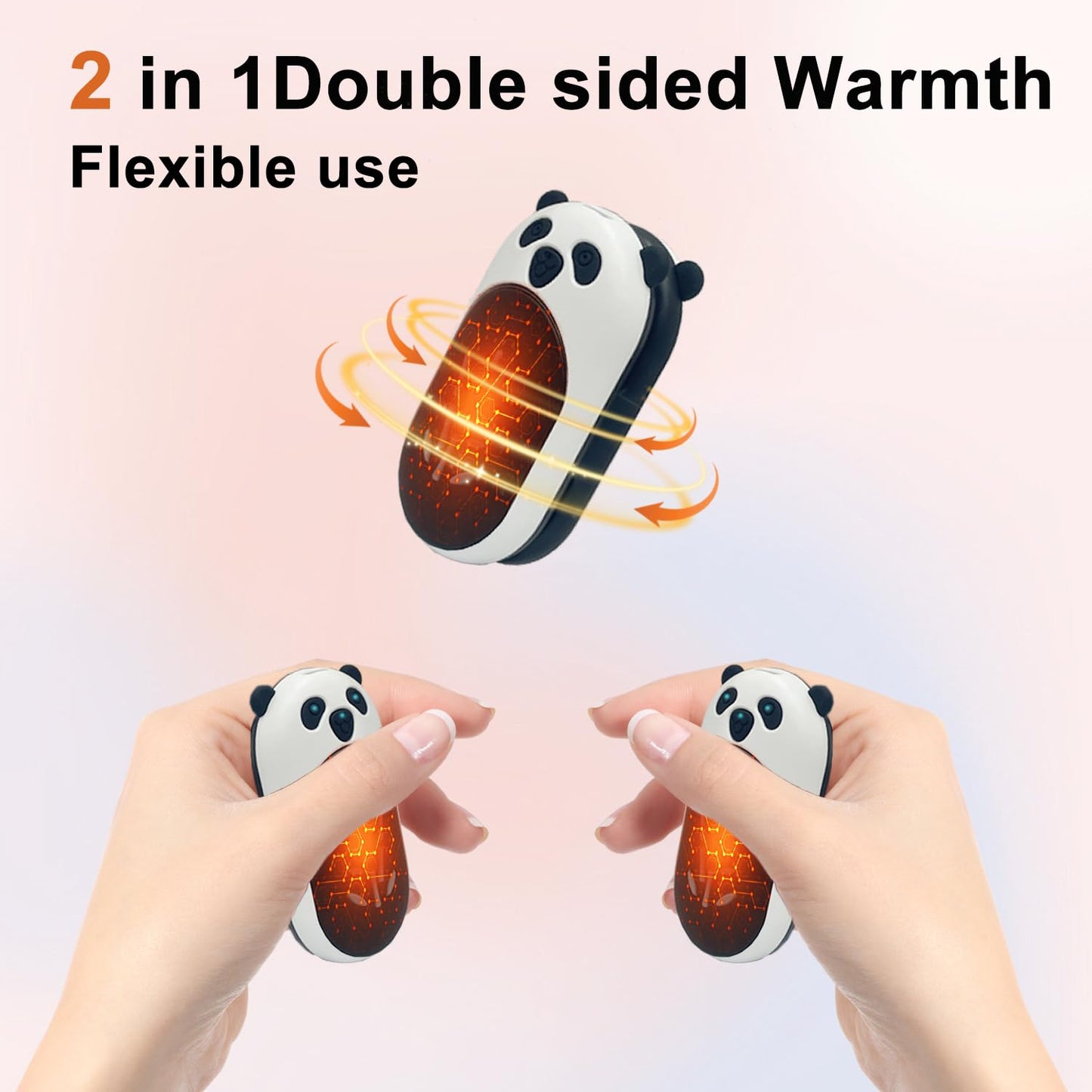 AI Hand Warmers Rechargeable 2 Pack, 6000mAh Electric Hand Warmer Reusable, 20Hrs Long Heating, Portable Pocket Heater Handwarmer for Women Men, Outdoor Camping, Ski Equipment(Black/White)