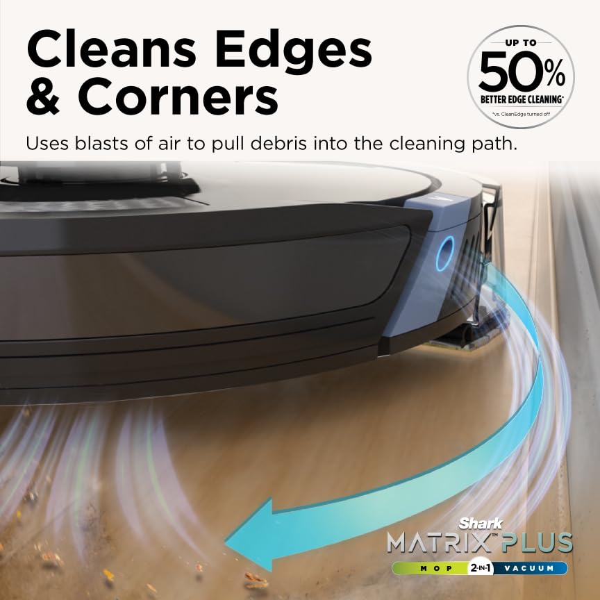 Shark Robot Vacuum & Mop Combo, Powerful Suction, Matrix Plus, 60-Day Debris Capacity, HEPA Bagless Self Empty Base, Sonic Mopping, Home Mapping for Pet Hair - Carpets & Hardfloor, AV2610WA