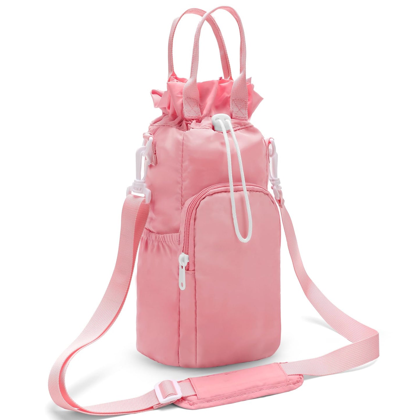 ECEEN Water Bottle Holder with Strap, Water Bottle Carrier Bag for Stanley 32oz/40 oz with Handle, Insulated Water Bottle Sling Bag for Walking with Phone Pouch, Water Bottle Purse Accessories (Pink)