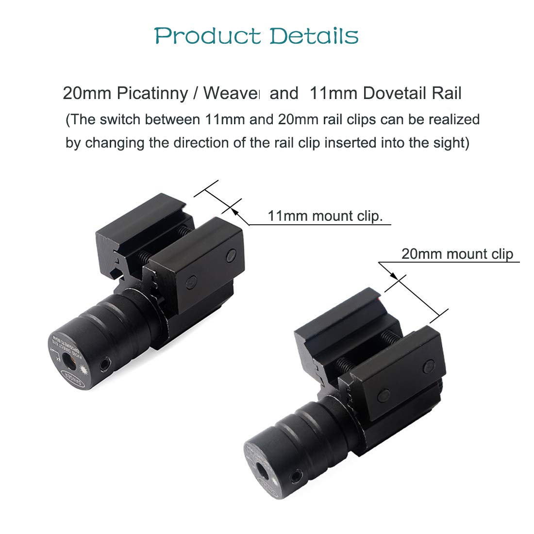 Compact Tactical Red Beam Laser Sight,Laser Dot Sight Scope for Rifles Pistols Handguns fits Standard 20mm Picatinny/Weaver or 11mm Dovetail Rail Mount (Red Dot 11/20)