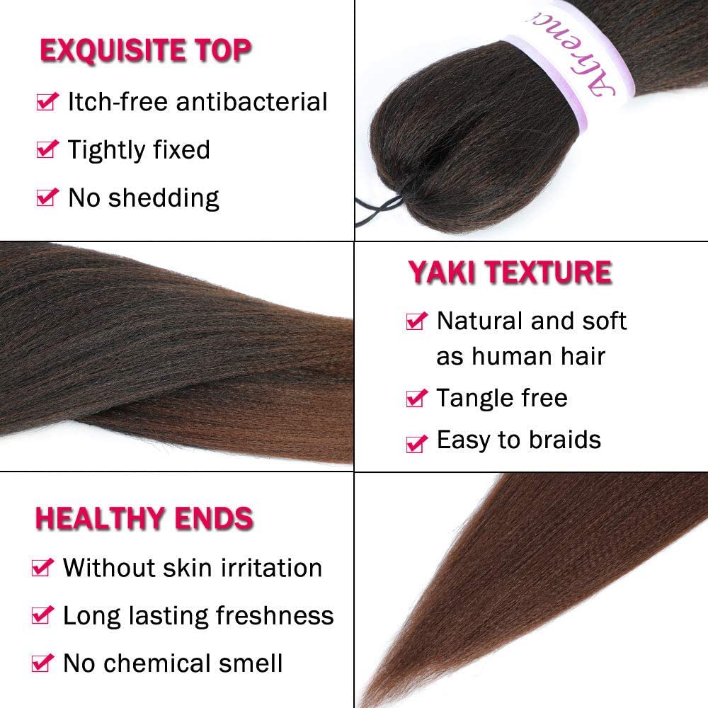 Alrence Pre Stretched Braiding Hair Long Braid 14 Inch 8 Packs Professional Braiding Hair Extensions Synthetic Crochet Twist Braids (14 Inch, T1B/30)