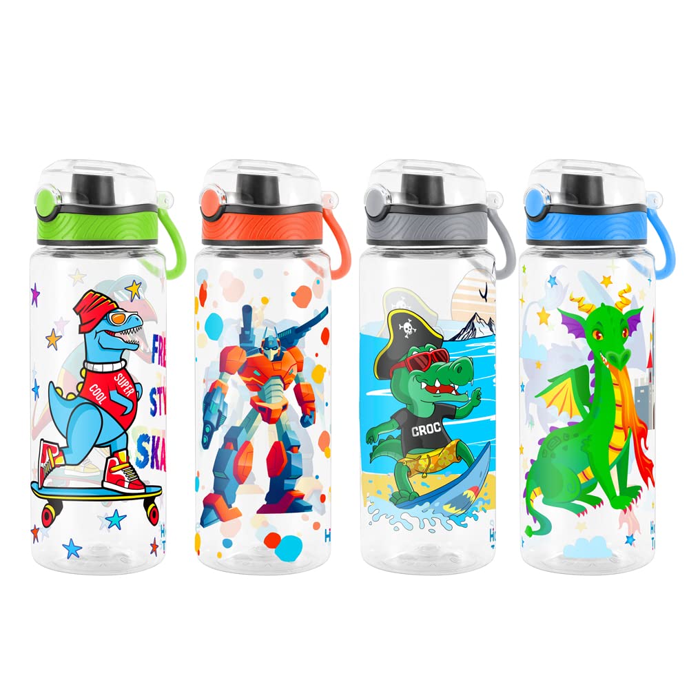 Cute Water Bottle for School Kids Girls, BPA FREE Tritan & Leak Proof & Easy Clean & Carry Handle, 23oz/ 680ml (Skateboarding)