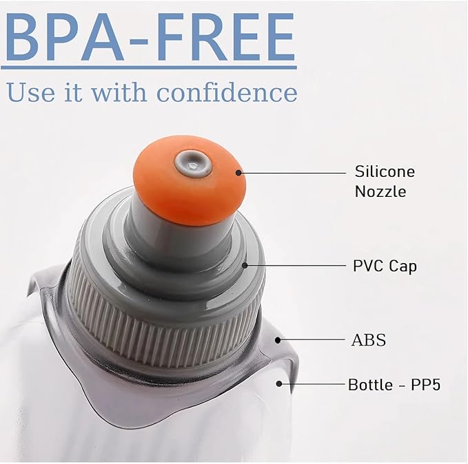 Water Bottle for Running No Bounce Water Bottle with Clip and Cover Cap,BPA-Free Plastic, 8.8oz (250ml) for Running/Marathon/Walking/Hiking/Cycling/Trail/Skiing (1 Pack)