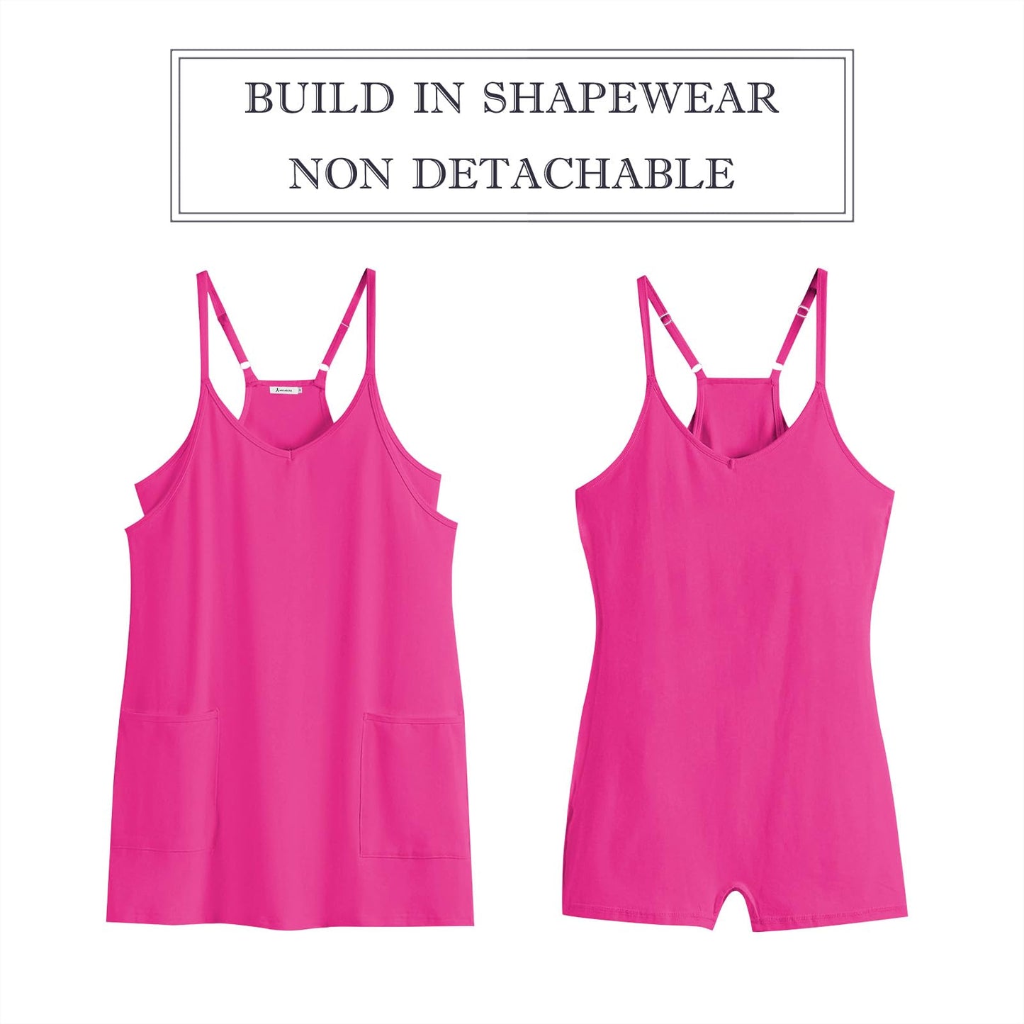 ANRABESS Women Summer Mini Romper Dress Workout Tennis Active Sports Athleisure Outfits built in Shorts Trendy Vacation Hot Pink Small