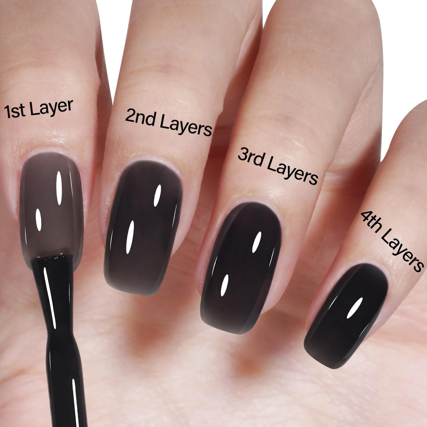 AILLSA Black Jelly Gel Nail Polish Forest Night Translucent Gel Polish Dark Color Sheer Gel Polish Long Lasting Ink Black Halloween Nails Soak Off U V Gel for Nail Art at Home 0.51 Oz GB133
